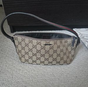 Gucci Monogram Beige and Brown Shoulder Bag